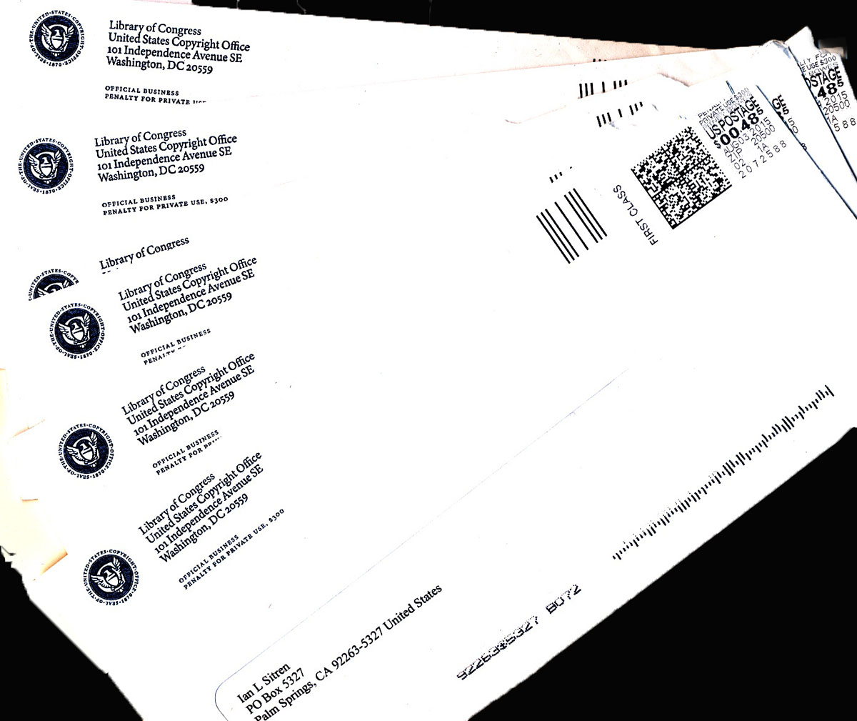 Registered Copyright Certificates Envelopes