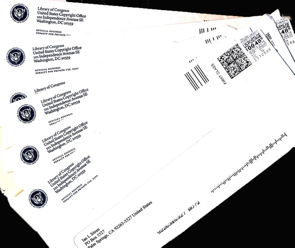 Registered Copyright Certificates Envelopes