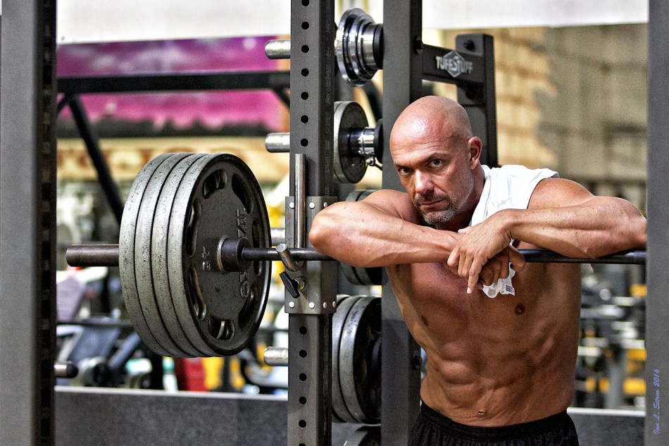 Chris LaCascia in the gym for an ad campaign for Bodybuilding.com